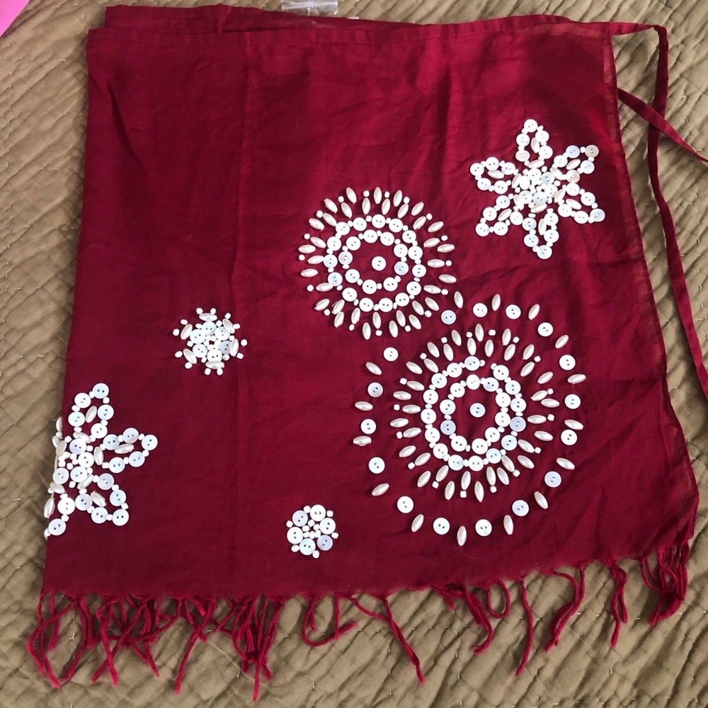 ♥️SOLD♥️SOLD♥️NWT*VICTORIA SECRET RED BEADED NEW Bathing SUITSKIRT WRAP*COVERUP